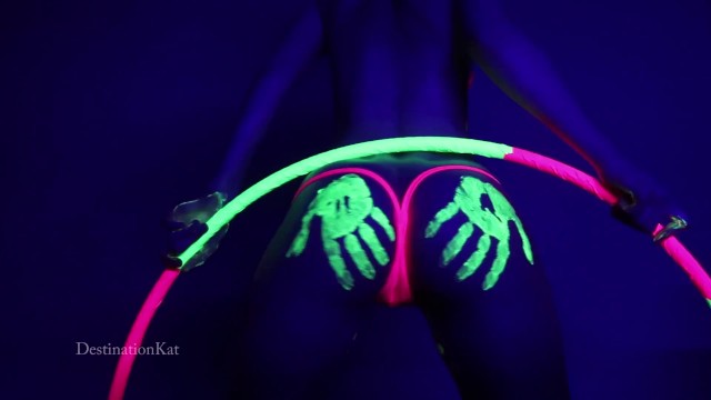 DestinationKat Dances and Hula Hoops Under A Black Light